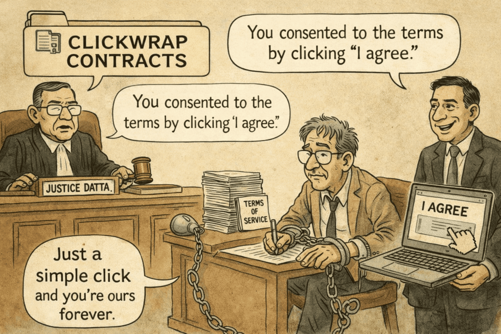 Fourth, users retain the capacity to decline contractual formation by clicking cancel buttons, selecting "I disagree" options, or simply closing the website or application. This preservation of user choice is fundamental to the contract's validity.